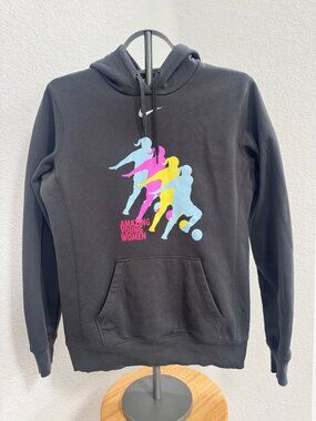 Nike Amazing Young Women Soccer Hoodie Black Size M Pullover Sweatshirt